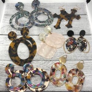 Curated bundle 7 acrylic statement earrings variety trendy